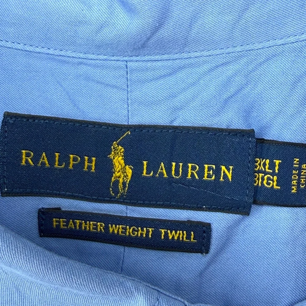 Ralph Lauren Feather Weight Twill Shirt Mens 3XLT‎ Blue Short Sleeve Pony Logo